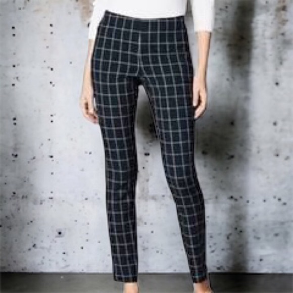 J Jill Window Pane Essential Cotton Stretch Pant Sz. 12 Navy Blue Straight Leg - Picture 1 of 7